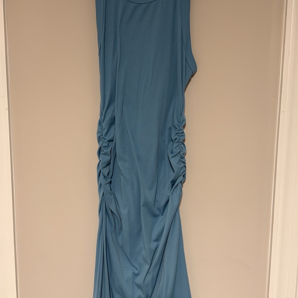 BE COOL Ruched Blue Maxi Dress